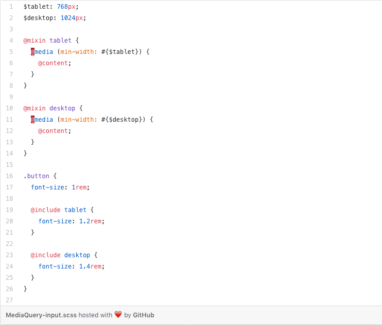 Media Queries mit Mixin @content