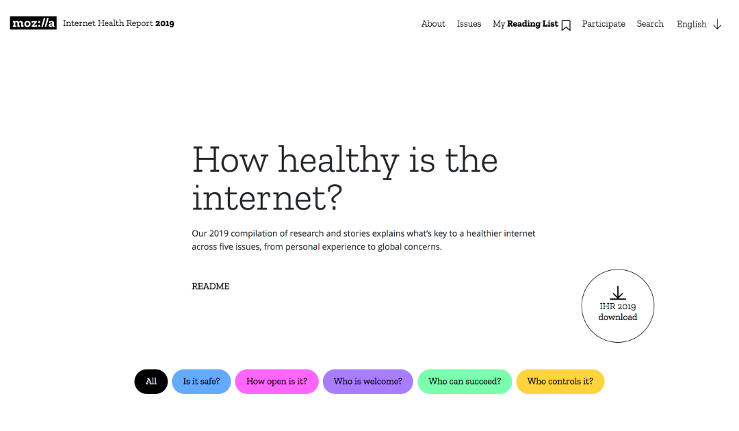Mozilla, Frontend Internet Health Report 2019 - buzzwoo