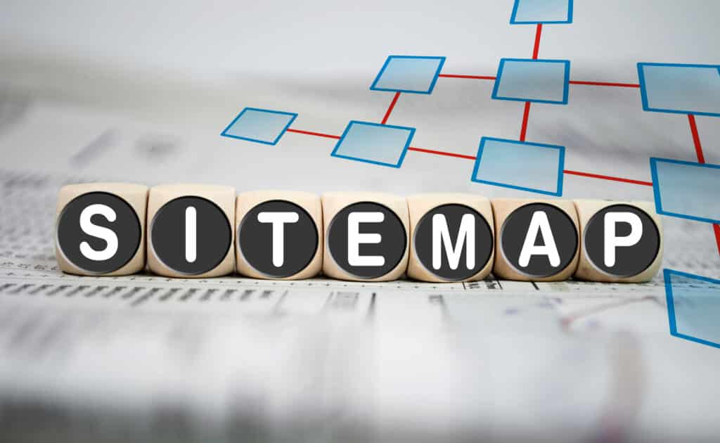 sitemap, letters on dice